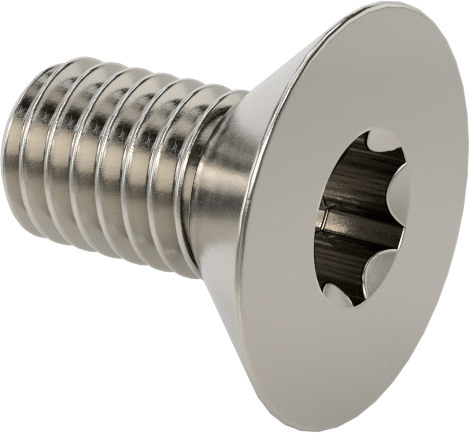 18-8 Paslanmaz Çelik Torx Düz Başlı Vidalar, Torx Plus, 10-32 Diş Boyutu, 3/8" Uzunluk
