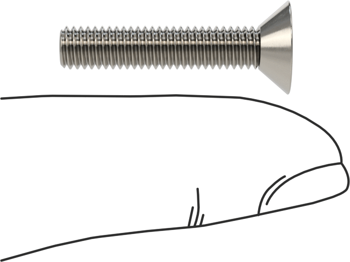 18-8 Paslanmaz Çelik Torx Düz Başlı Vidalar, Torx Plus, 10-32 Diş Boyutu, 1" Uzunluk