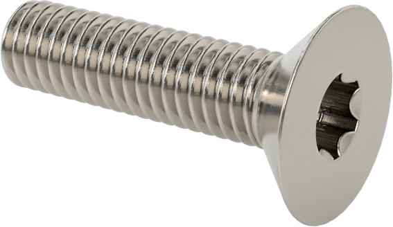 18-8 Paslanmaz Çelik Torx Düz Başlı Vidalar, Torx Plus, M3 x 0,5 mm Diş Boyutu, 12 mm Uzunluk