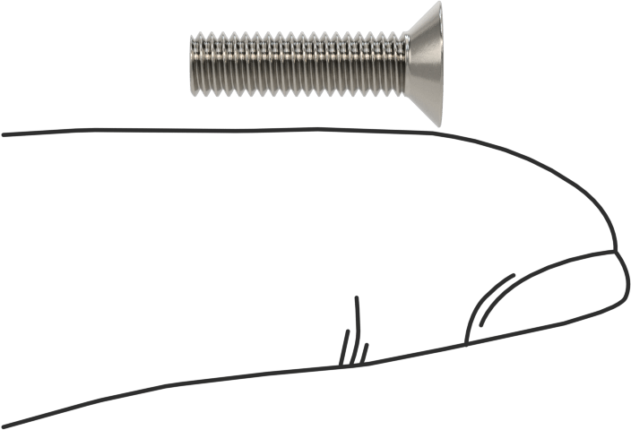 18-8 Paslanmaz Çelik Torx Düz Başlı Vidalar, Torx Plus, M4 x 0,7 mm Diş Boyutu, 16 mm Uzunluk