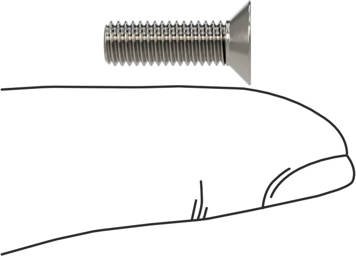 18-8 Paslanmaz Çelik Torx Düz Başlı Vidalar, M5 x 0,8 mm Diş Boyutu, 16 mm Uzunluk