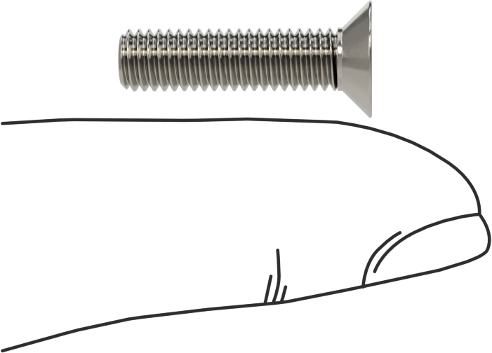 18-8 Paslanmaz Çelik Torx Düz Başlı Vidalar, M5 x 0,8 mm Diş Boyutu, 20 mm Uzunluk