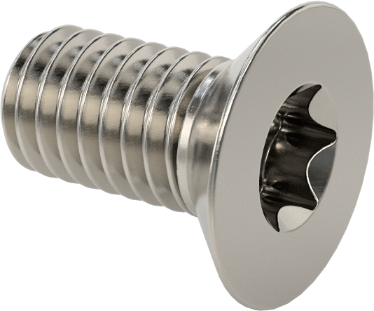 18-8 Paslanmaz Çelik Torx Düz Başlı Vidalar, M6 x 1 mm Diş Boyutu, 12 mm Uzunluk