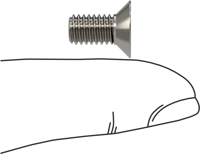 18-8 Paslanmaz Çelik Torx Düz Başlı Vidalar, M6 x 1 mm Diş Boyutu, 12 mm Uzunluk