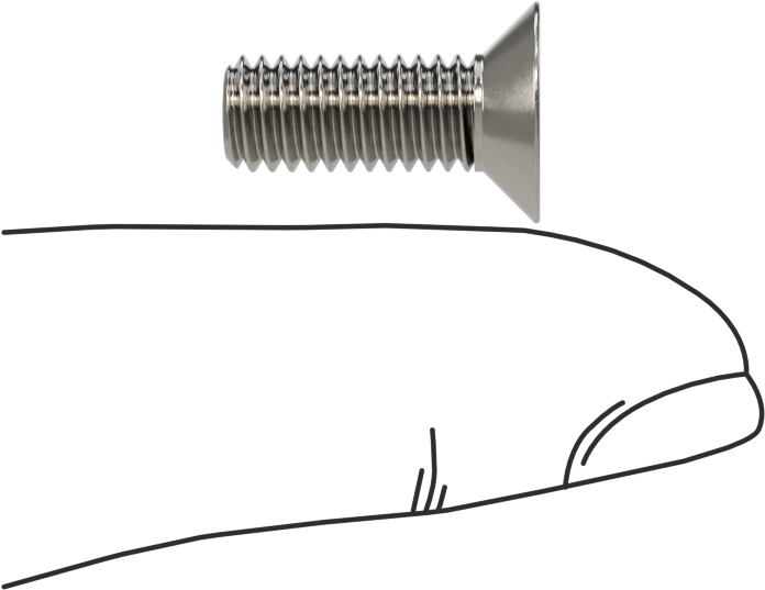 18-8 Paslanmaz Çelik Torx Düz Başlı Vidalar, M6 x 1 mm Diş Boyutu, 16 mm Uzunluk