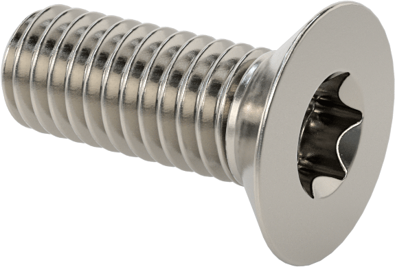 18-8 Paslanmaz Çelik Torx Düz Başlı Vidalar, M6 x 1 mm Diş Boyutu, 16 mm Uzunluk