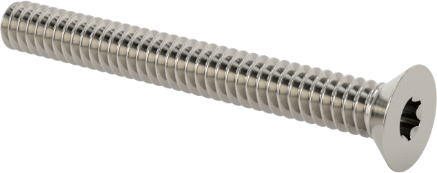 18-8 Paslanmaz Çelik Torx Düz Başlı Vidalar, Torx Plus, 4-40 Diş Boyutu, 1" Uzunluk