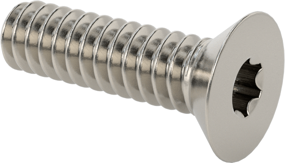 18-8 Paslanmaz Çelik Torx Düz Başlı Vidalar, Torx Plus, 6-32 Diş Boyutu, 1/2" Uzunluk