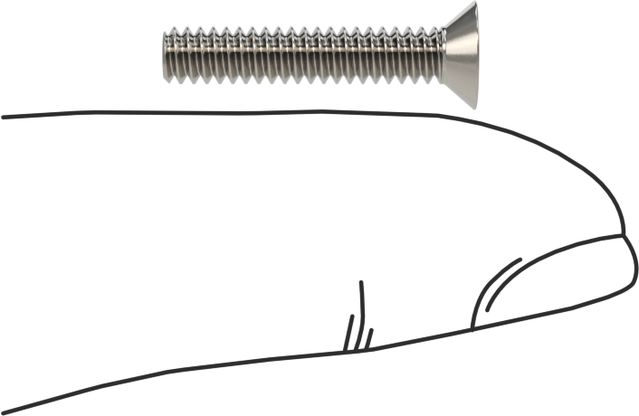 18-8 Paslanmaz Çelik Torx Düz Başlı Vidalar, Torx Plus, 6-32 Diş Boyutu, 3/4" Uzunluk