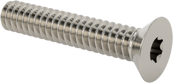 18-8 Paslanmaz Çelik Torx Düz Başlı Vidalar, Torx Plus, 6-32 Diş Boyutu, 3/4" Uzunluk