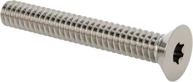 18-8 Paslanmaz Çelik Torx Düz Başlı Vidalar, Torx Plus, 6-32 Diş Boyutu, 1" Uzunluk