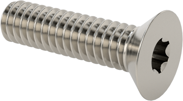 18-8 Paslanmaz Çelik Torx Düz Başlı Vidalar, Torx Plus, 1/4"-20 Diş Boyutu, 1" Uzunluk
