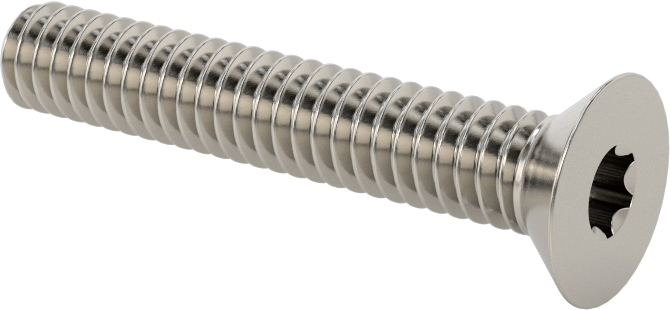 18-8 Paslanmaz Çelik Torx Düz Başlı Vidalar, Torx Plus, 1/4"-20 Diş Boyutu, 1-1/2" Uzunluk