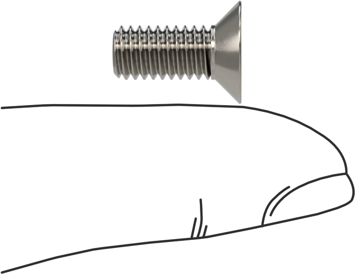 18-8 Paslanmaz Çelik Torx Düz Başlı Vidalar, M6 x 1 mm Diş Boyutu, 14 mm uzunluk