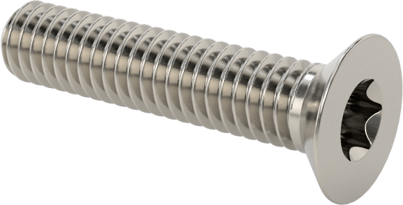 18-8 Paslanmaz Çelik Torx Düz Başlı Vidalar, M2,5 x 0,45 mm Diş Boyutu, 12 mm Uzunluk