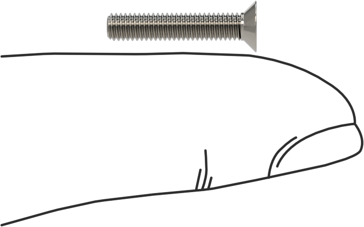 18-8 Paslanmaz Çelik Torx Düz Başlı Vidalar, M3 x 0,5 mm Diş Boyutu, 16 mm Uzunluk
