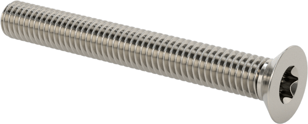 18-8 Paslanmaz Çelik Torx Düz Başlı Vidalar, M3 x 0,5 mm Diş Boyutu, 25 mm Uzunluk