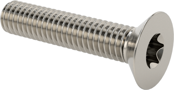 18-8 Paslanmaz Çelik Torx Düz Başlı Vidalar, M4 x 0,7 mm Diş Boyutu, 20 mm Uzunluk