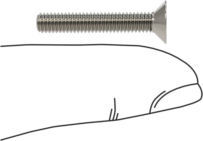 18-8 Paslanmaz Çelik Torx Düz Başlı Vidalar, M4 x 0,7 mm Diş Boyutu, 25 mm Uzunluk