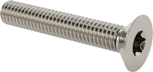 18-8 Paslanmaz Çelik Torx Düz Başlı Vidalar, M4 x 0,7 mm Diş Boyutu, 25 mm Uzunluk