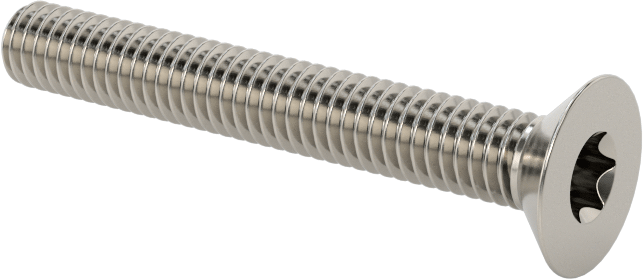 18-8 Paslanmaz Çelik Torx Düz Başlı Vidalar, M4 x 0,7 mm Diş Boyutu, 30 mm Uzunluk
