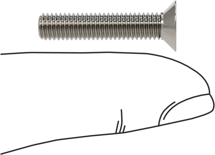 18-8 Paslanmaz Çelik Torx Düz Başlı Vidalar, M5 x 0,8 mm Diş Boyutu, 25 mm Uzunluk