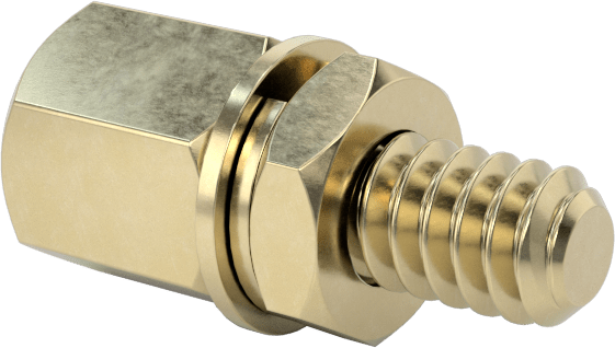 12L14 Carbon Steel Jack Screws, for Unthreaded Hole, Zinc-Yellow-Chromate-Plated, 1/4" Long Thread