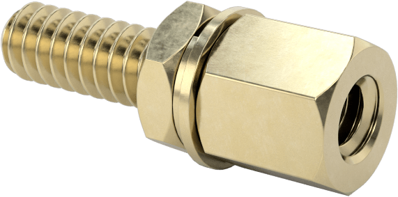 12L14 Carbon Steel Jack Screws, for Unthreaded Hole, Zinc-Yellow-Chromate-Plated, 3/8" Long Thread