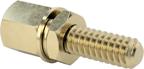 12L14 Carbon Steel Jack Screws, for Unthreaded Hole, Zinc-Yellow-Chromate-Plated, 3/8" Long Thread