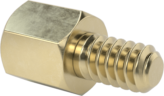 12L14 Carbon Steel Jack Screws, for Threaded Hole, Zinc-Yellow-Chromate-Plated, 3/16" Long Thread