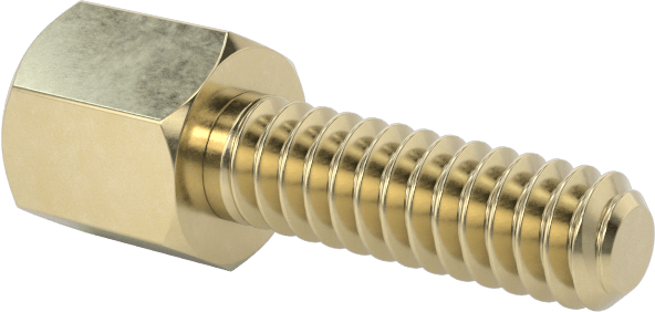 12L14 Carbon Steel Jack Screws, for Threaded Hole, Zinc-Yellow-Chromate-Plated, 3/8" Long Thread