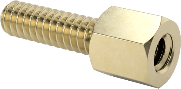 12L14 Carbon Steel Jack Screws, for Threaded Hole, Zinc-Yellow-Chromate-Plated, 3/8" Long Thread