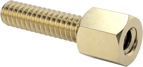 12L14 Carbon Steel Jack Screws, for Threaded Hole, Zinc-Yellow-Chromate-Plated, 7/16" Long Thread