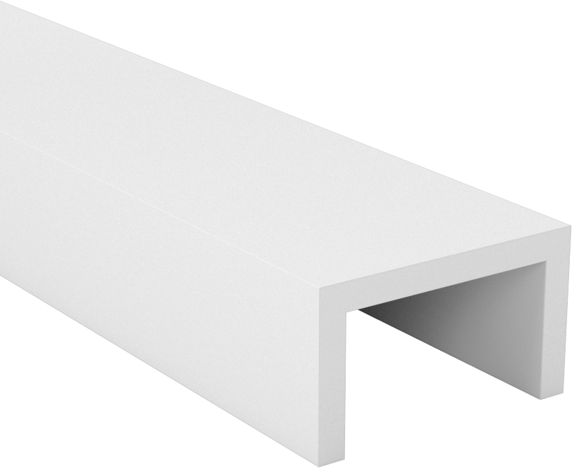 Yüksek Sıcaklığa Dayanıklı Plastik Kenar Çıtası, Kaygan PTFE, 1“ Genişlik x 39/64” İç Yükseklik