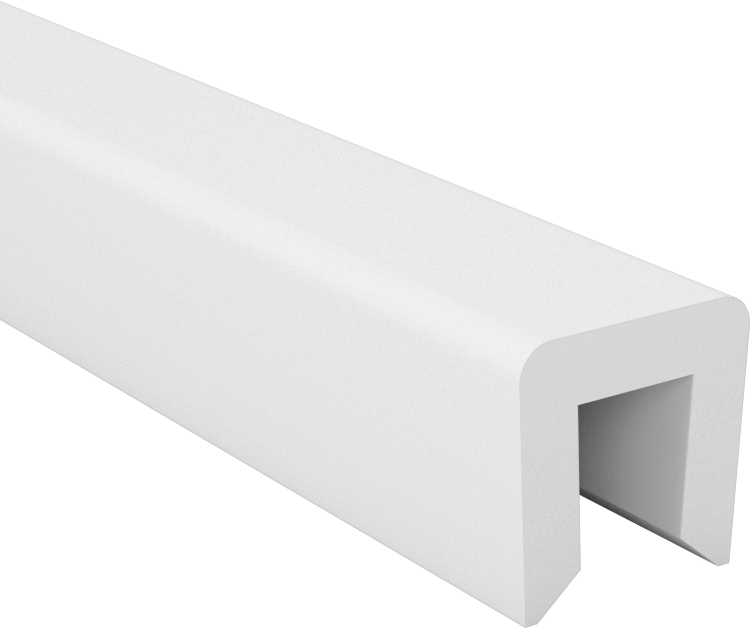 Yüksek Sıcaklığa Dayanıklı Plastik Kenar Çıtası, Kaygan PTFE, 1/4“ Genişlik x 3/8” İç Yükseklik