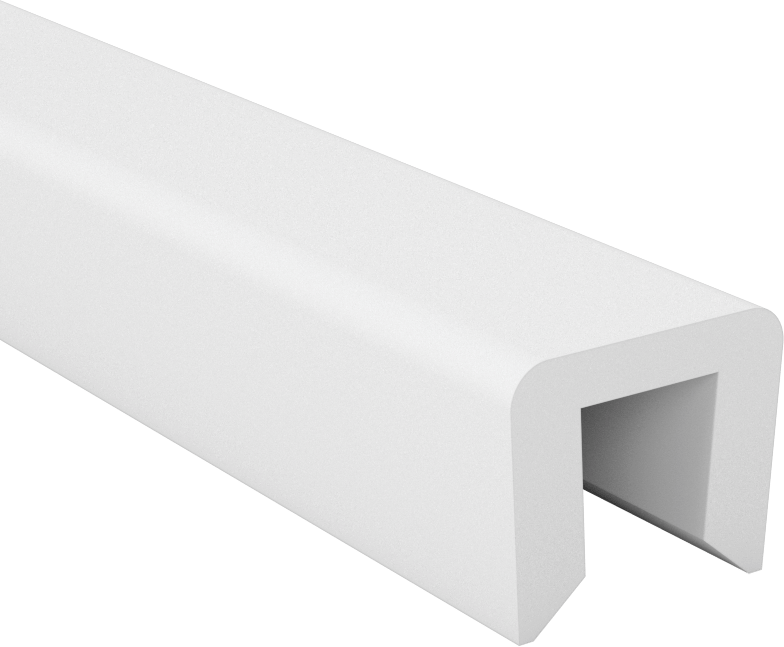 Yüksek Sıcaklığa Dayanıklı Plastik Kenar Çıtası, Kaygan PTFE, 3/8“ Genişlik x 1/2” İç Yükseklik