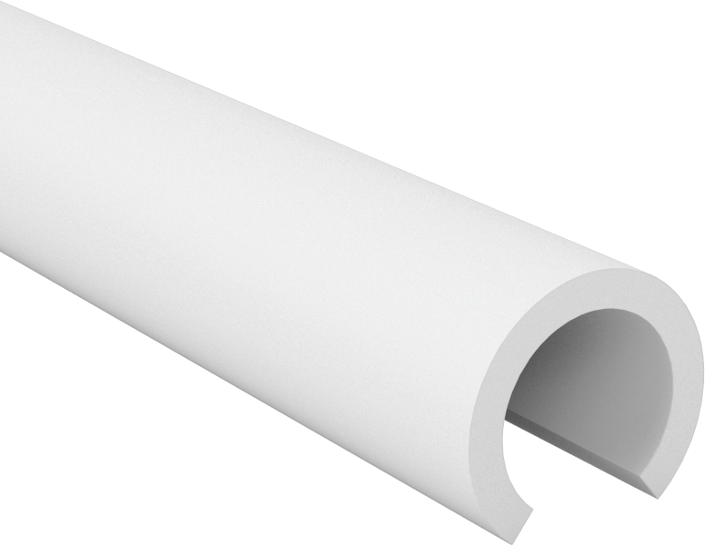 Yüksek Sıcaklığa Dayanıklı Plastik Kenar Çıtası, Kaygan PTFE, 1/2" İç Genişlik, 11/16" Dış Genişlik