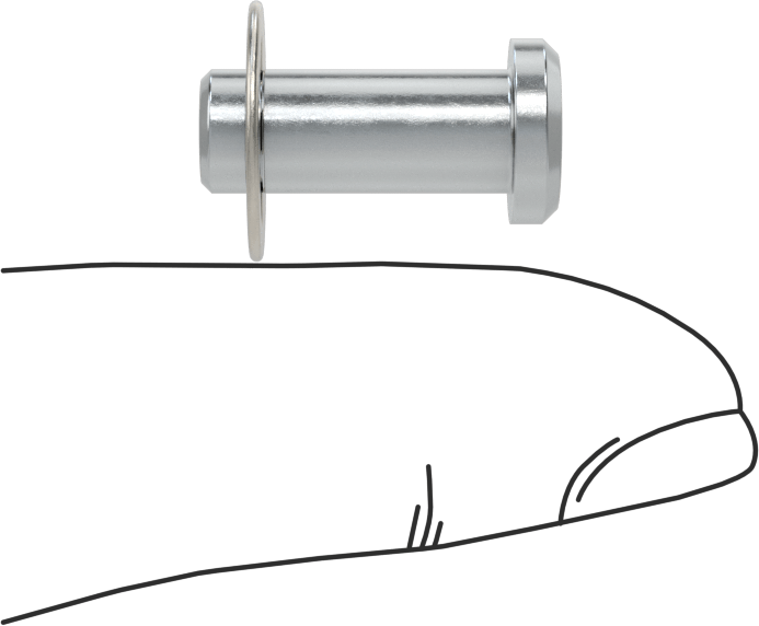 Tutma Halkası Yivli Çatal Pim, Çinko Kaplı Çelik, 1/4" Çap, 1/2" Kullanılabilir Uzunluk