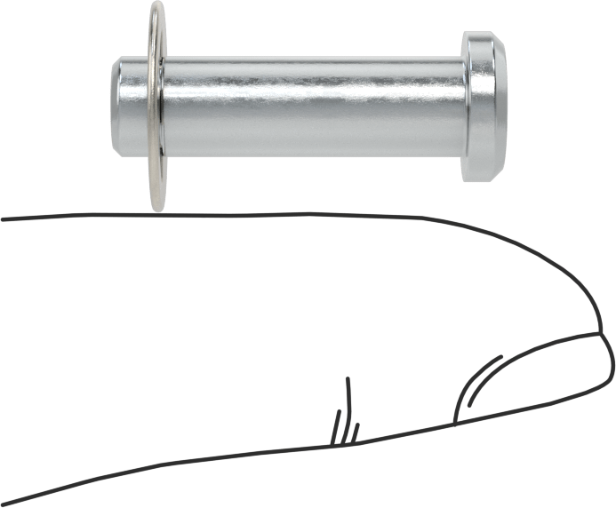 Tutma Halkası Yivli Çatal Pim, Çinko Kaplı Çelik, 1/4" Çap, 3/4" Kullanılabilir Uzunluk