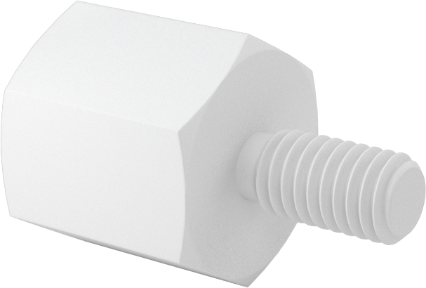 Erkek-Dişi Dişli Altıgen Ara Parça, Naylon 6/6, 1/2" Altıgen Boyutu, 1/2" Uzunluk, 10-32'den 10-32'ye Diş