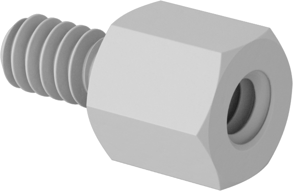 Erkek-Dişi Dişli Altıgen Ara Parça, Naylon 6/6, 1/4" Altıgen Boyutu, 1/4" Uzunluk, 6-32 - 6-32 Boyutlu Diş