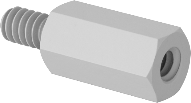 Erkek-Dişi Dişli Altıgen Ara Parça, Naylon 6/6, 1/4" Altıgen Boyutu, 1/2" Uzunluk, 6-32 - 6-32 Boyutlu Diş