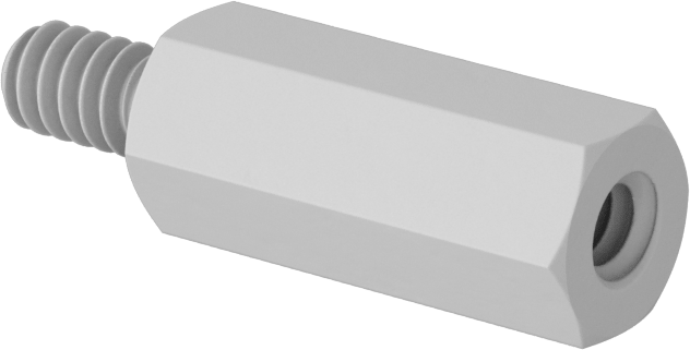 Erkek-Dişi Dişli Altıgen Ara Parça, Naylon 6/6, 1/4" Altıgen Boyutu, 5/8" Uzunluk, 6-32 - 6-32 Boyutlu Diş