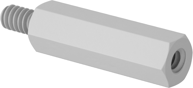 Erkek-Dişi Dişli Altıgen Ara Parça, Naylon 6/6, 1/4" Altıgen Boyutu, 7/8" Uzunluk, 6-32 - 6-32 Boyutlu Diş