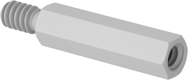 Erkek-Dişi Dişli Altıgen Ara Parça, Naylon 6/6, 3/16" Altıgen Boyut, 3/4" Uzunluk, 6-32 - 6-32 Boyutlu Diş