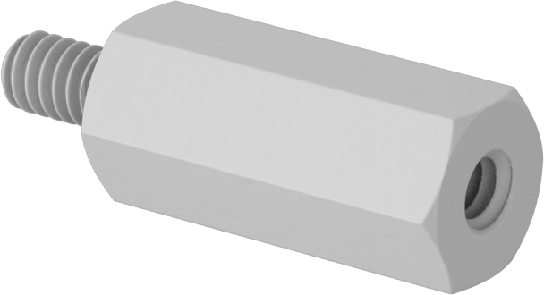 Erkek-Dişi Dişli Altıgen Ara Parça, Naylon 6/6, 3/16" Altıgen Boyut, 7/16" Uzunluk, 2-56 ila 2-56 Boyutlu Diş