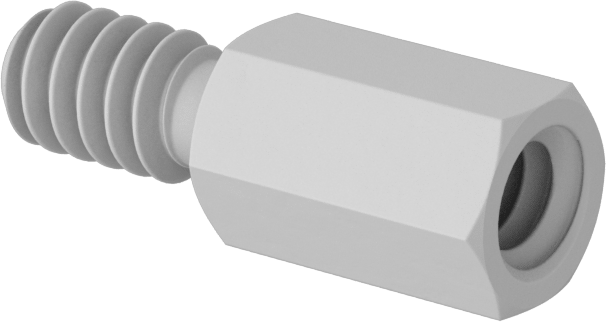 Erkek-Dişi Dişli Altıgen Ara Parça, Naylon 6/6, 3/16" Altıgen Boyut, 5/16" Uzunluk, 6-32 - 6-32 Boyutlu Diş
