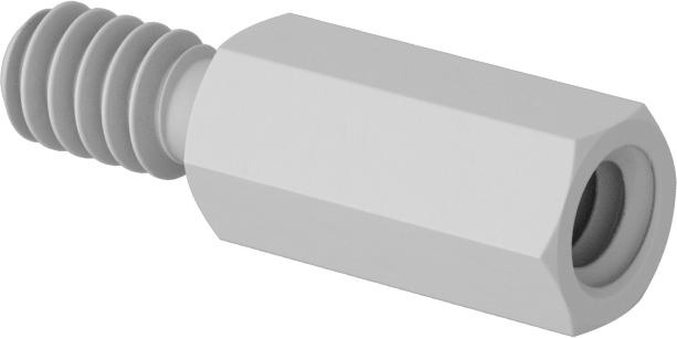 Erkek-Dişi Dişli Altıgen Ara Parça, Naylon 6/6, 3/16" Altıgen Boyut, 13/32" Uzunluk, 6-32 - 6-32 Diş
