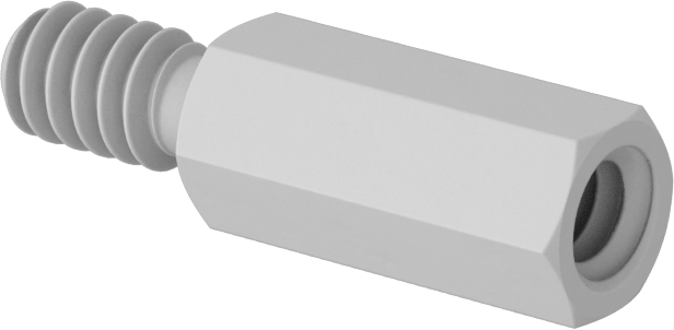 Erkek-Dişi Dişli Altıgen Ara Parça, Naylon 6/6, 3/16" Altıgen Boyut, 7/16" Uzunluk, 6-32 - 6-32 Boyutlu Diş