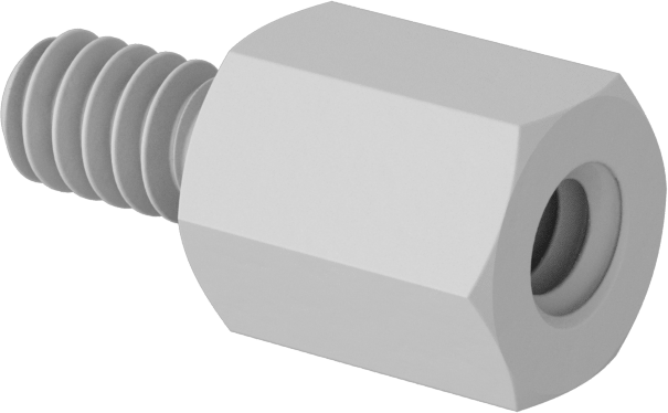 Erkek-Dişi Dişli Altıgen Ara Parça, Naylon 6/6, 1/4" Altıgen Boyutu, 5/16" Uzunluk, 6-32 - 6-32 Boyutlu Diş